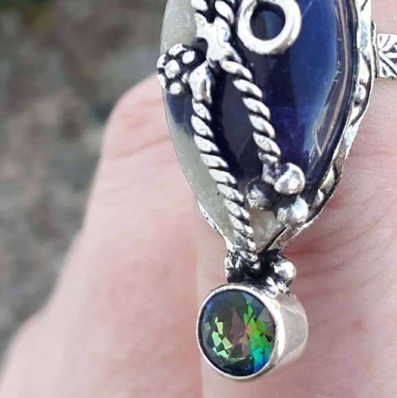 New Sodalite & Mystic Topaz 925 Silver Ring. - Picture 5 of 10